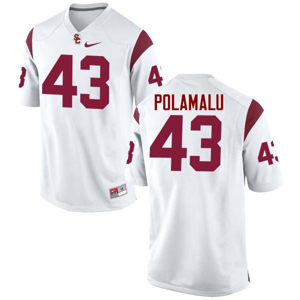 Men #43 Troy Polamalu USC Trojans College Football Jerseys-White